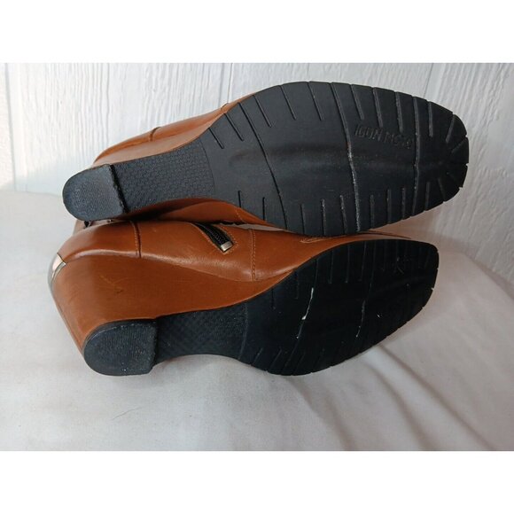 Hella Vintage 90s Motorcycle Riding Ankle Boots Women 7 Icon Moto Brown FLAW - Picture 11 of 15